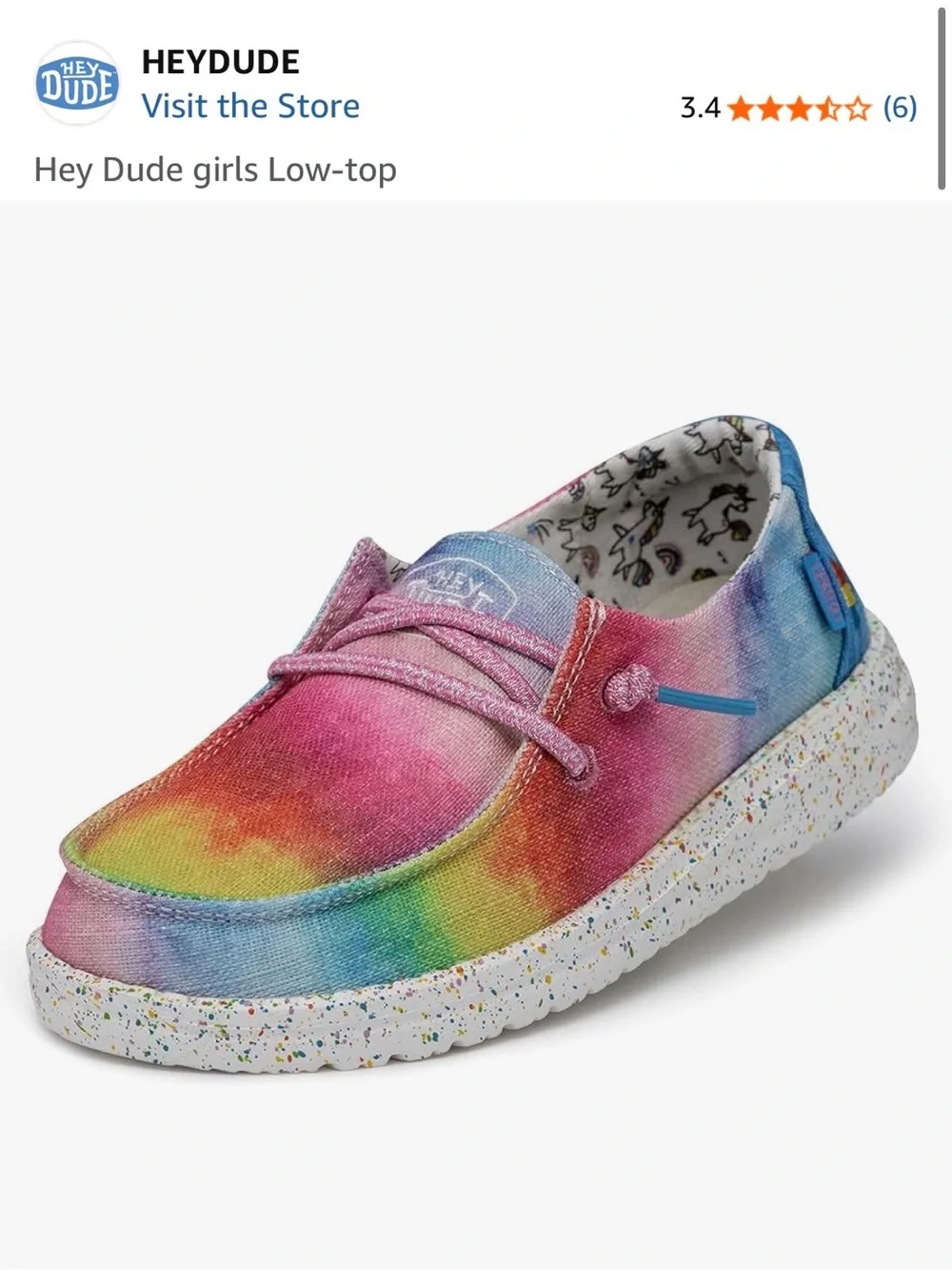 Hey Dude Kids Tie-Dye Canvas Slip-Ons in Blue, Green, Yellow, Pink